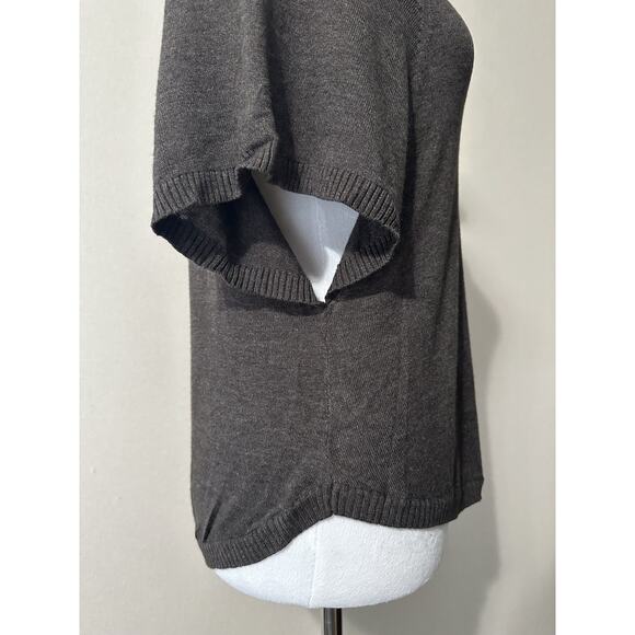 Women’s Brown Sweater Short Sleeve Cowl Neck Cropped Sz S Fall Classic NWT - Picture 5 of 14